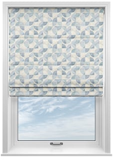 Mosaic Tile, Aquamarine - Motorised Roman Blind